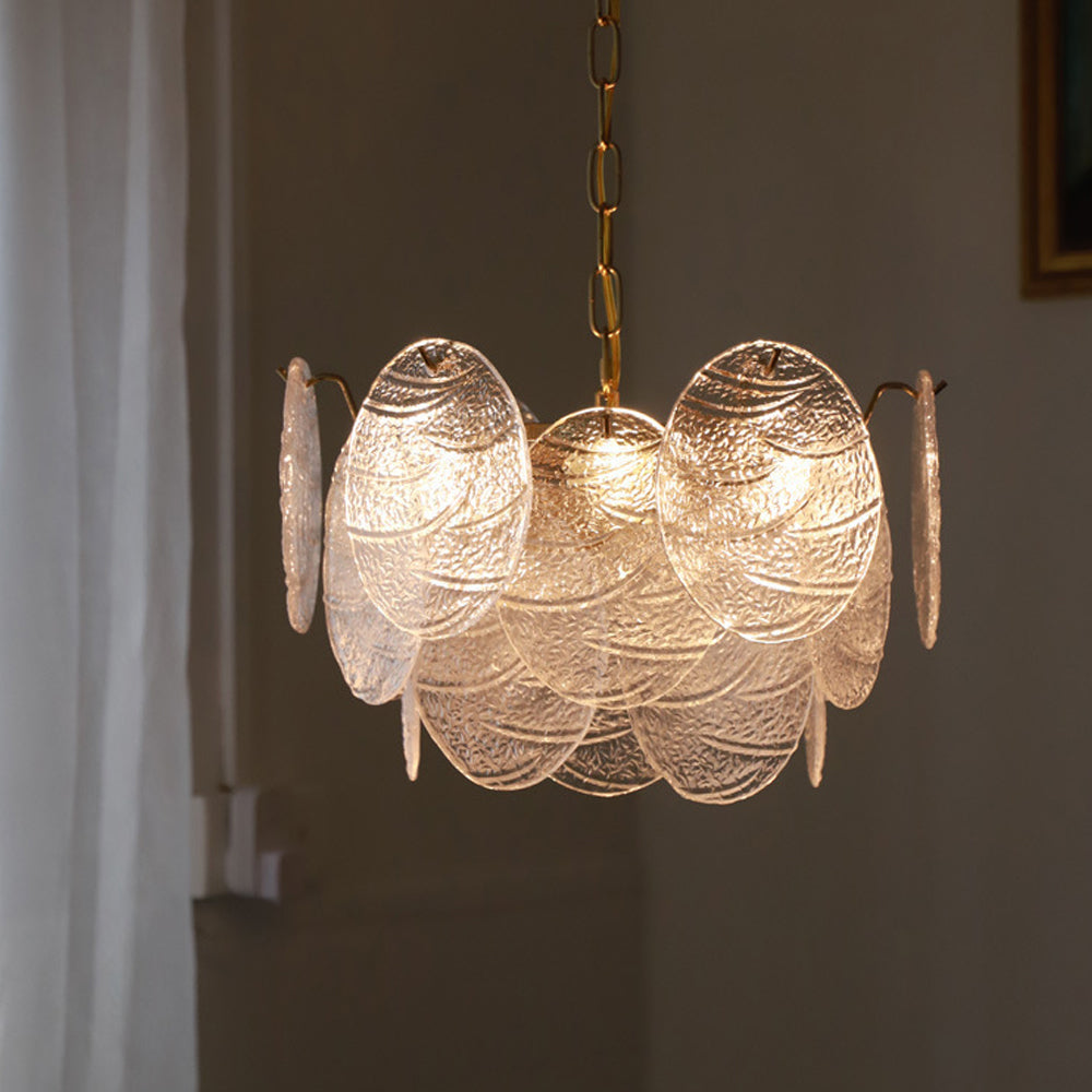 Glass Disc Chandelier Large Ice Glass Chandelier -Lampsmodern