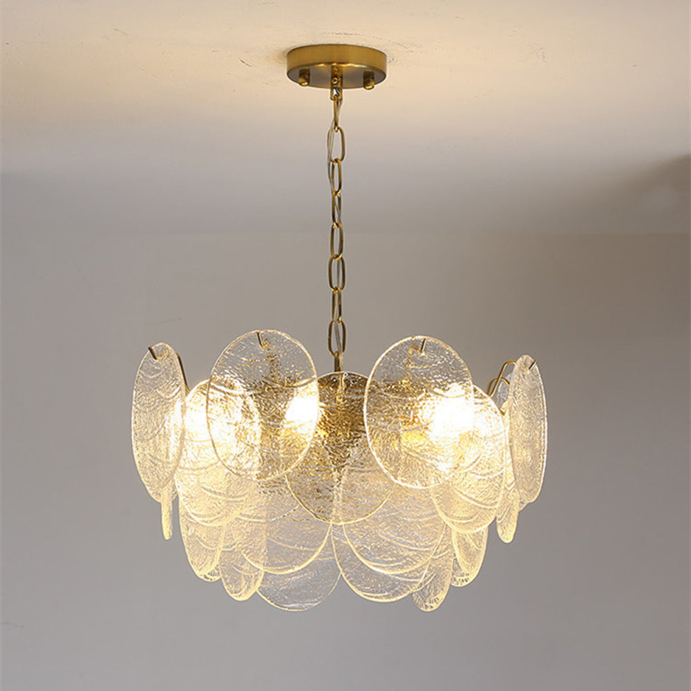 Glass Disc Chandelier Large Ice Glass Chandelier -Lampsmodern