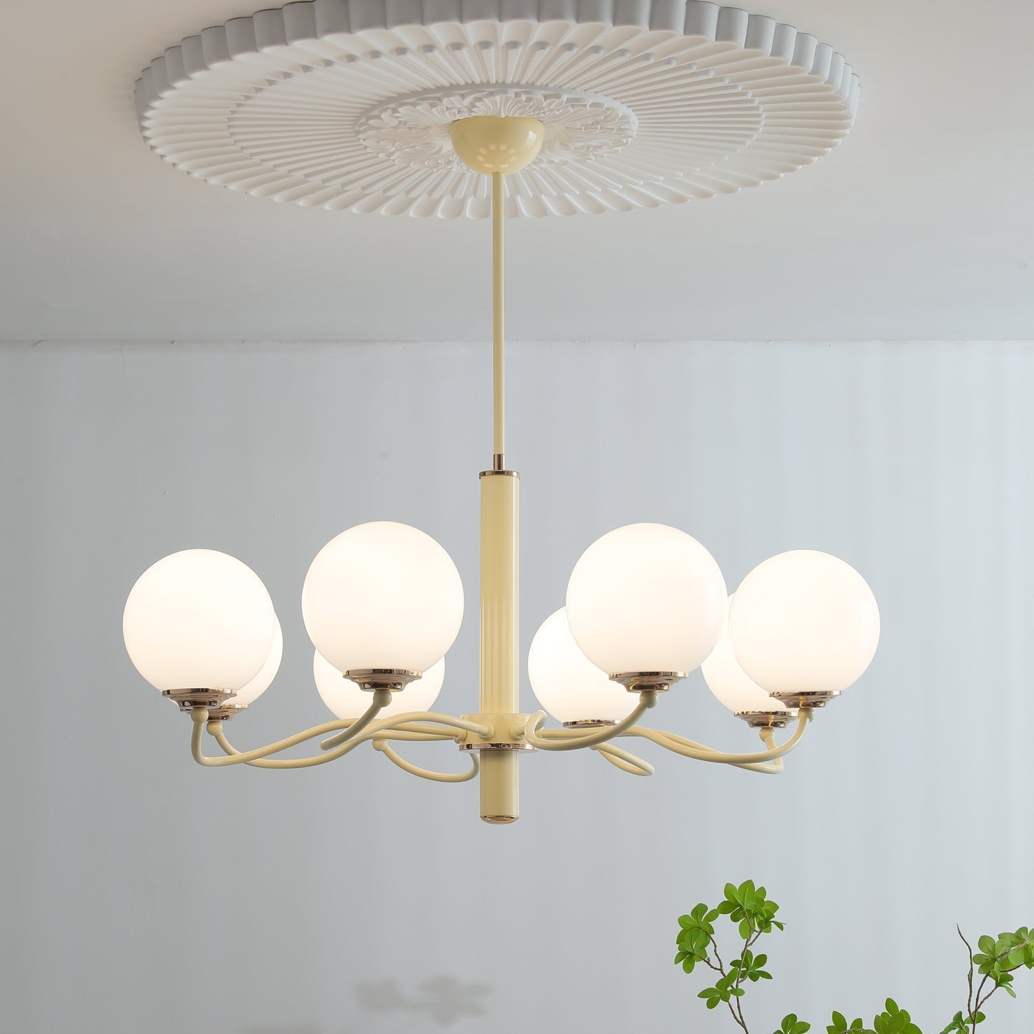 Vinatge White Bubble Globe Chandelier