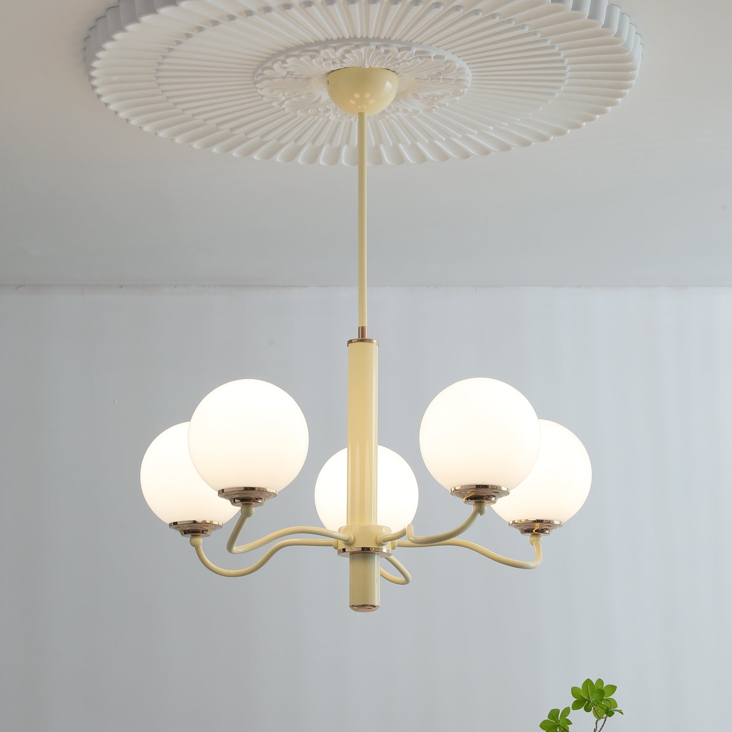 Vinatge White Bubble Globe Chandelier