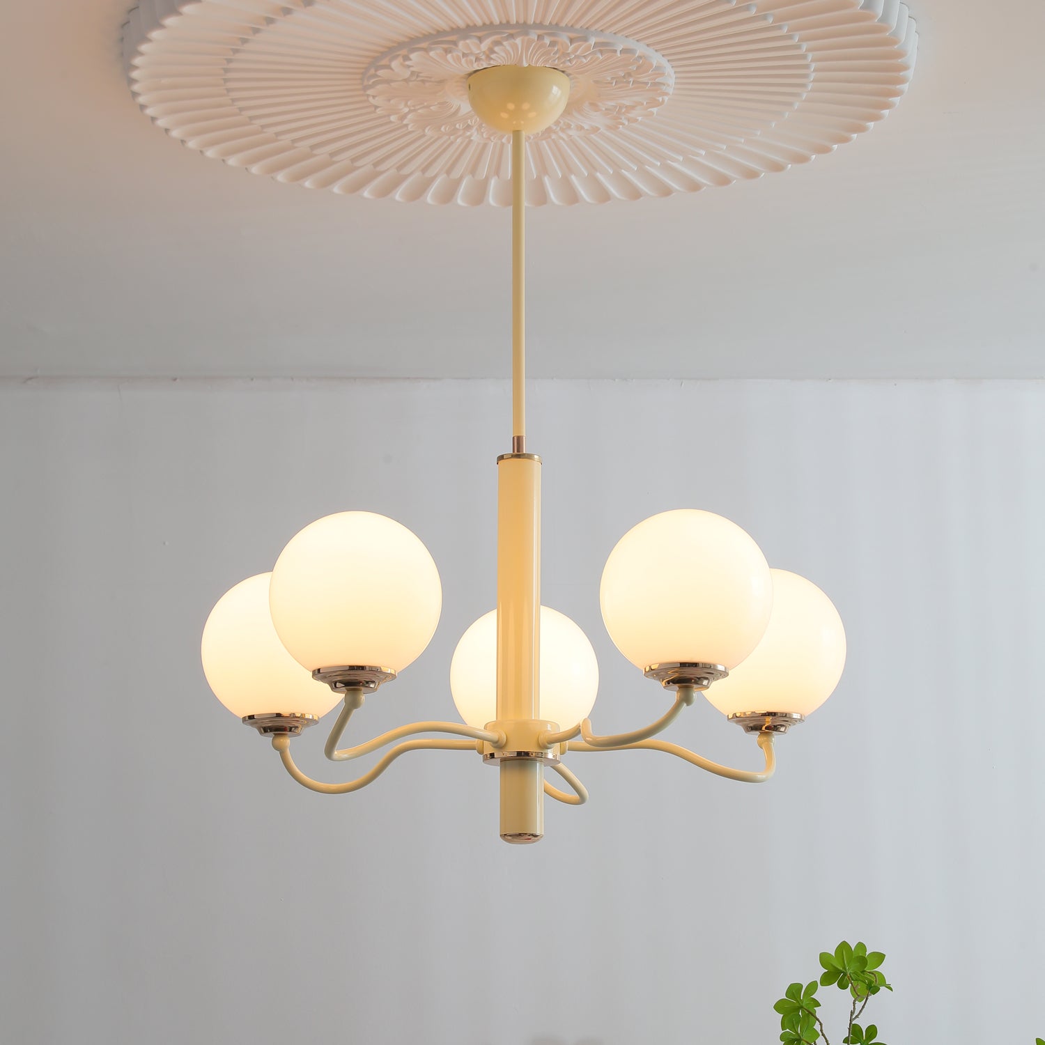 Vinatge White Bubble Globe Chandelier