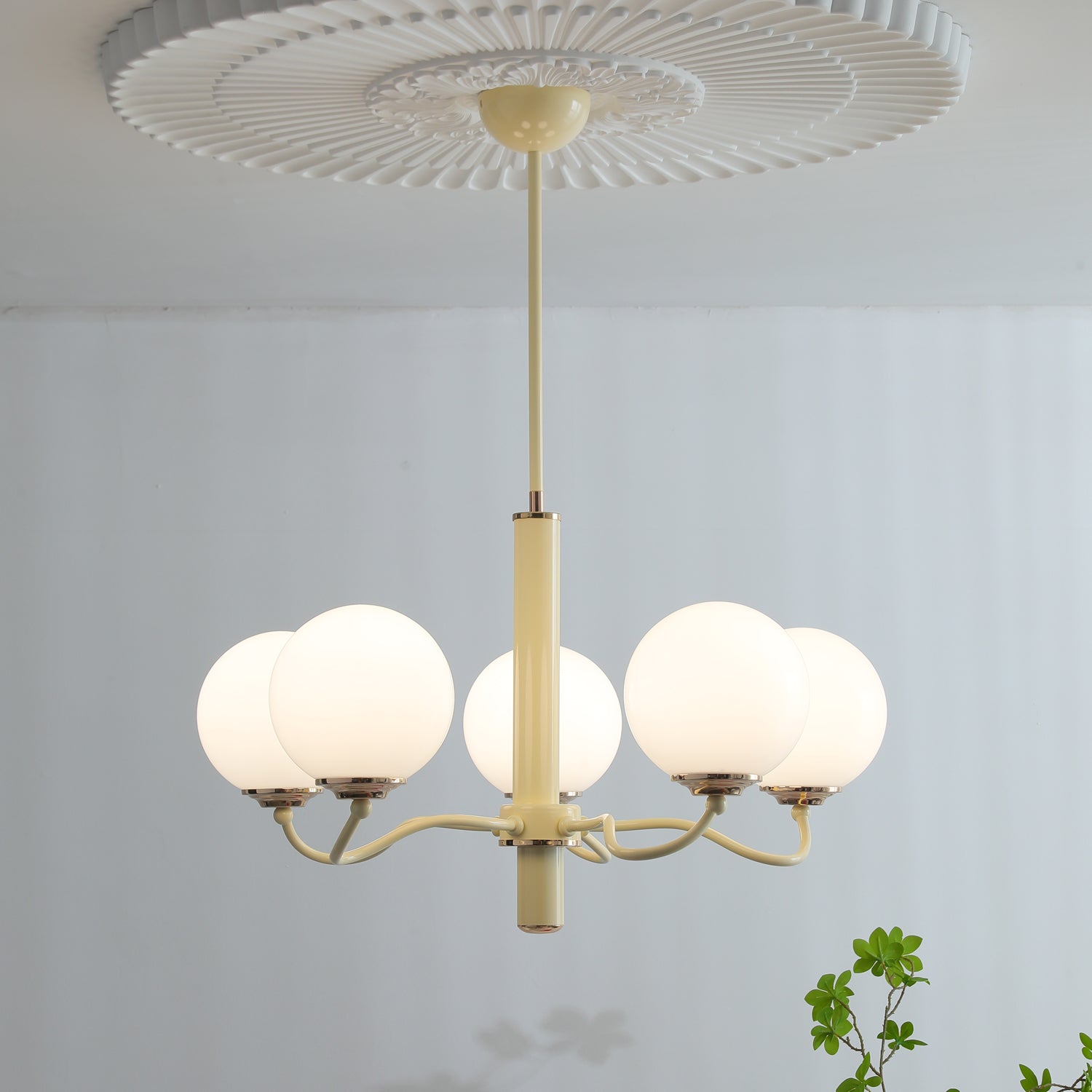 Vinatge White Bubble Globe Chandelier