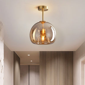 Set of 2 Modern Copper Glass Hallway Ceiling Light