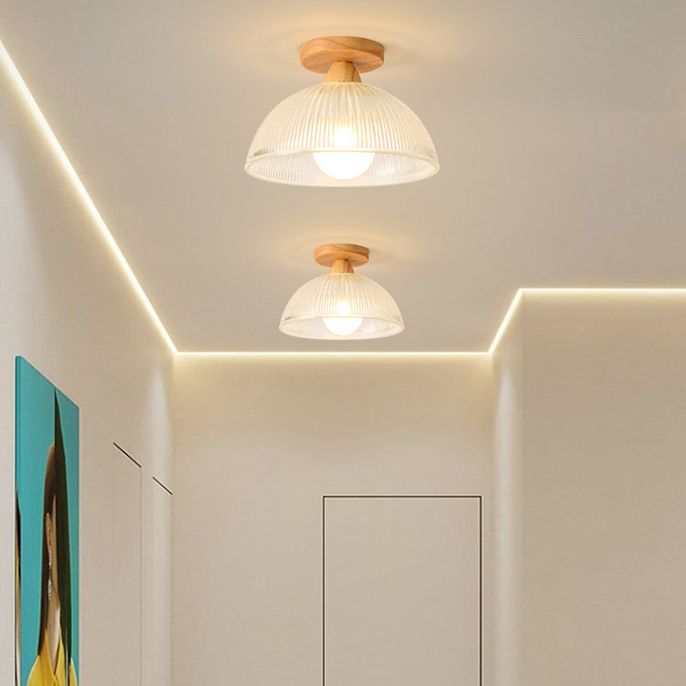Modern Solid Wood Glass Ceiling Lamp