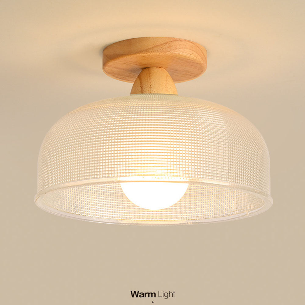 Modern Solid Wood Glass Ceiling Lamp
