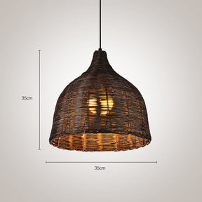 Rattan Bamboo Basket Dining Room Pendant Light -Homdiy