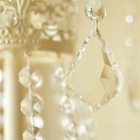Vintage White Metal & Glass Luxury Chandelier Light