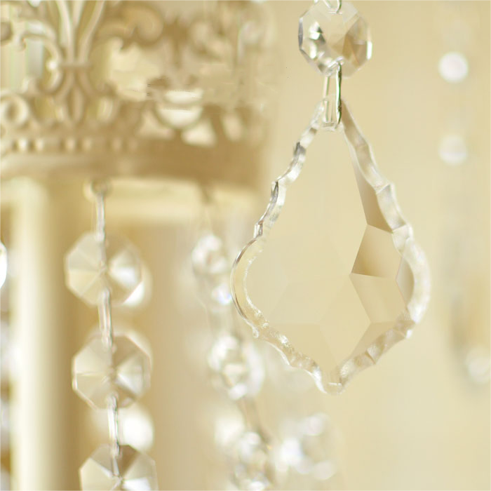 Vintage White Metal & Glass Luxury Chandelier Light